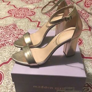 Rose gold block heels